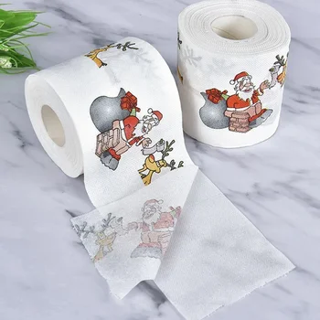 1 Rullis Ziemassvētku Modelis Sērija Roll Papīra Izdrukas Smieklīgi Tualetes Papīrs Supplie Ziemassvētki Stils Tualetes Santa Claus Rotājumi