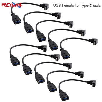 10PCS USB Sieviešu Tips-C Vīriešu OTG Kabelis 15cm