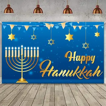 180x115cm Laimīgs Hanukkah Fons Fotogrāfijas Ebreju Svēto Svētki Puse, Sveces, Svečturi Fona Dekorācijas