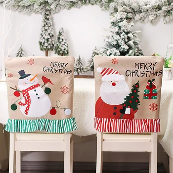 1Pc Ziemassvētku 2024. Gadam Santa Claus, Sniegavīrs Drukāt Krēsla Pārsegs Noņemams, Mazgājams Ziemassvētku Rotājumi Jauno Gadu Mājās Vakariņas Ornaments