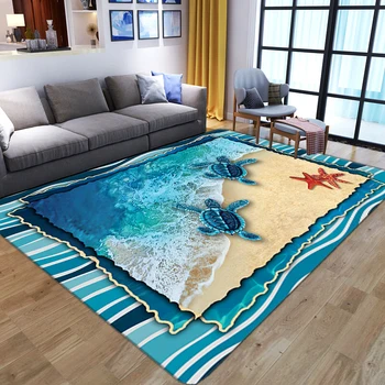 3D Multiplikācijas filmu Jūras Bruņurupucis Drukāšanas Paklājus Dzīvojamā Istaba Guļamistaba Dekori Gultas Dīvāns paklājos Anti-slip Vannas istaba Virtuves Grīdas Paklājs