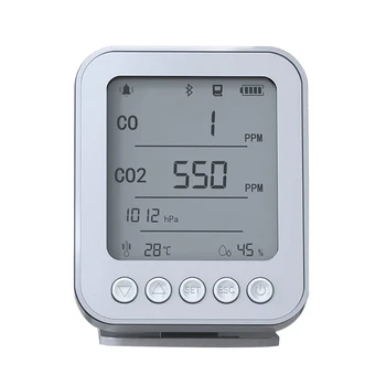5-In-1 Tuya Bluetooth CO2 Detektoru Monitors Smart Home CO2 CO Mitruma, Temperatūras, Spiediena Sensors Reālā Laika Noteikšanas Izturīgs