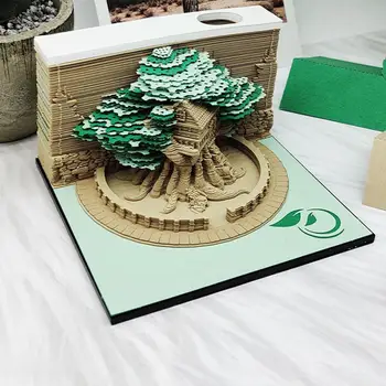 Bloķēt Templis Kalendāra 2024 Mākslas Notepad 3D 3D Kalendārs Memo Pad Ar Gaismas piezīmju Bloku Galda Dekorēšanai Dāvanas