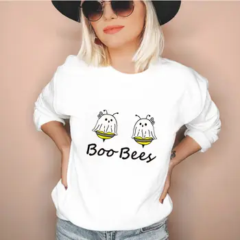 Boo Bites Gudrs Bites Print 100%Kokvilnas Sieviešu Halloween Sporta Krekls Unisex Pavasara Rudens Gadījuma Garām Piedurknēm Top Brīvdienu Sporta Krekli
