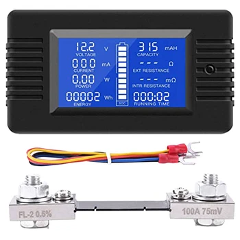 DC Akumulatora Uzraudzīt Elektroenerģijas Skaitītāju Ammeter Digital DC 0-200V Šunta 100.A Multimetrs, Skaitītājs Voltmetrs Jaudas Testeris