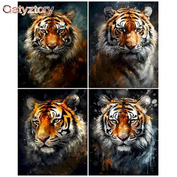 GATYZTORY Rāmis Tiger Dzīvnieku DIY Krāsošana Ar Numuriem Handpainted Eļļas Glezna Uz Audekla Mājas Dekoru, Sienas Mākslas Ainu Mākslas 40x5