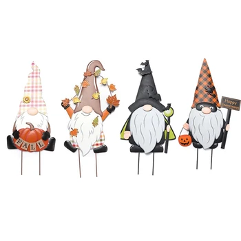 Halloween Gnome Zīmes Metāla Staba Plug Staba Āra Pagalmā Zīme Likmes Dropship
