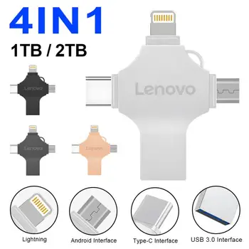 Lenovo 4 In 1 USB 3.0 Tipa c Flash Drive 1 tb 2 tb 512 GB Pildspalvu Diska 256 GB 128GB High Speed USB Atmiņas karti Android Mikro/GAB