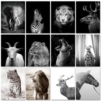 PhotoCustom 60x75cm Krāsu skaits Pieaugušiem Dzīvniekiem DIY Eļļas Glezna Ar Numuriem Uz Audekla Lauvas Bezrāmju Numuru Krāsošana