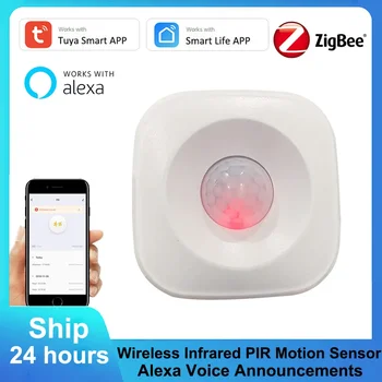 Tuya Smart ZigBee PIR Motion Kustību Sensors Detektoru Iekšlietu ministrijas Drošības Signalizācijas Sistēmas Strādā ar Alexa APLIKĀCIJU Nav Nepieciešama centrs