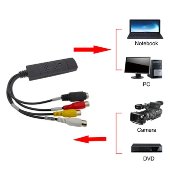 USB2.0 Līdz RCA Audio / Video Uztveršanas Kartes, Augstas Kvalitātes USB Atbalstu VHS Bbox NTSC Formātā, DVD, VCR TV Windows 7 8 10