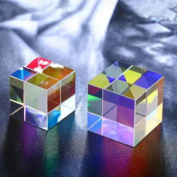 Varavīksnes Maker Suncatcher Zinātnes Cube Optiskās Prizmas Fotogrāfija Hexahedral Prizmu, Mājas Dekoru Prizmas Stikla Kubs Prisma Topografia