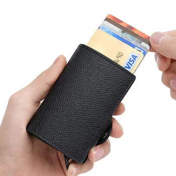 Vīriešu Kartes Turētāju, Seifs - RFID Pretbloķēšanas kredītkaršu Maku ar Minimālisma Dizainu, Viena klikšķa Piekļuvi Pop Up Kredīta Karšu Īpašniekiem